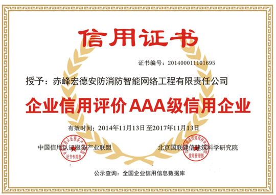 宏德公司榮獲國聯建信研究院頒發AAA信用評級，網絡工程施工領域再樹新標桿
